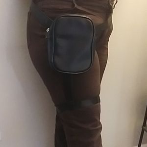Black foe leather harness fanny pack